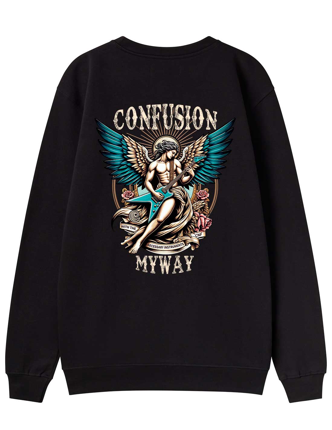 GUITAR ANGEL BLACK CREWNECK