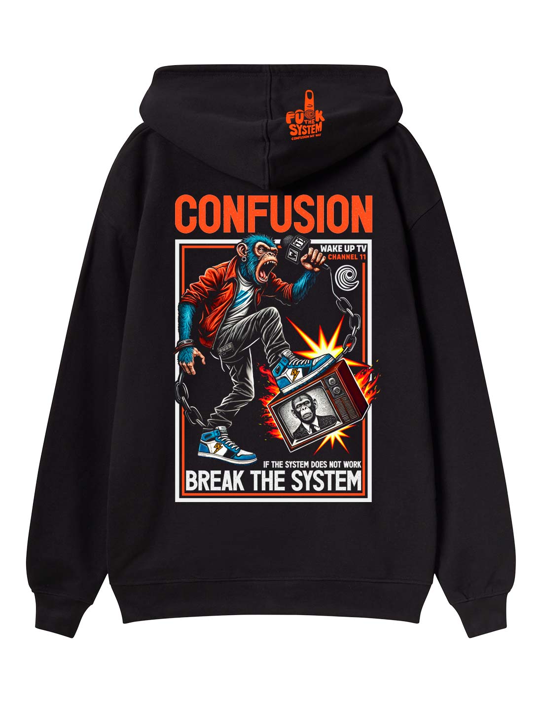 BREAK THE SYSTEM BLACK HOODIE RED LIMITED EDITION
