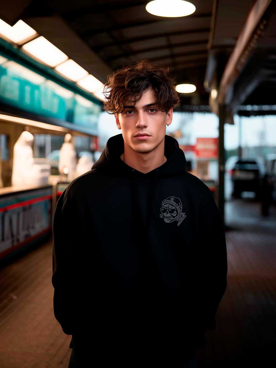 SKULL KNIFE BLACK ON BLACK HOODIE LIMITED EDITION