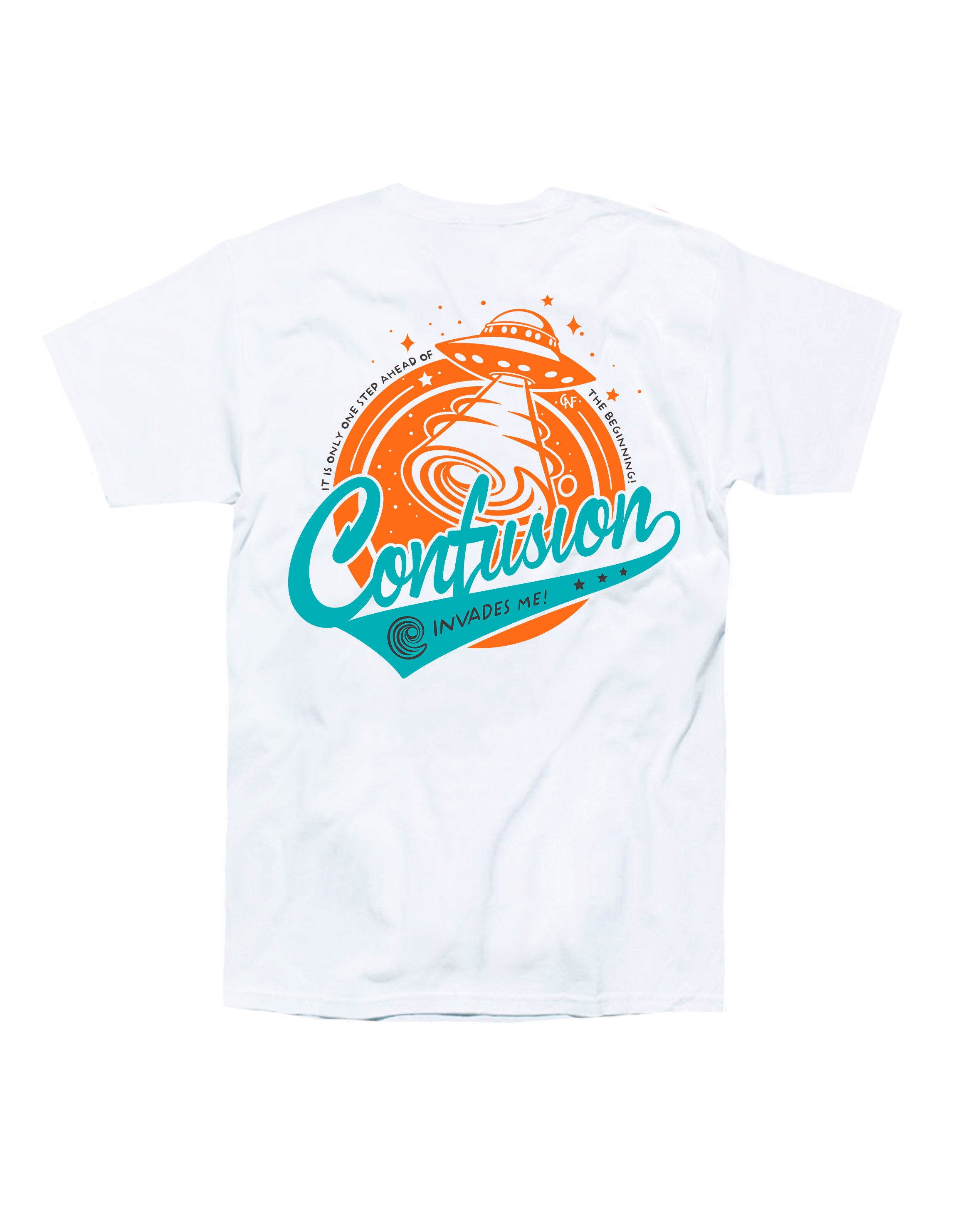 INVADERS V2 WHITE TSHIRT ORANGE & BLUE