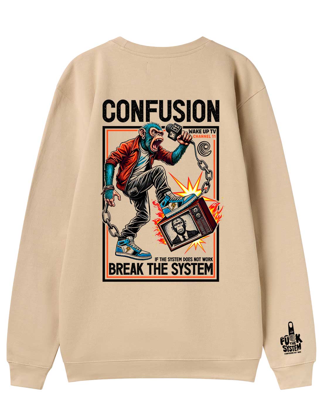 BREAK THE SYSTEM CREAM CREWNECK LIMITED EDITION