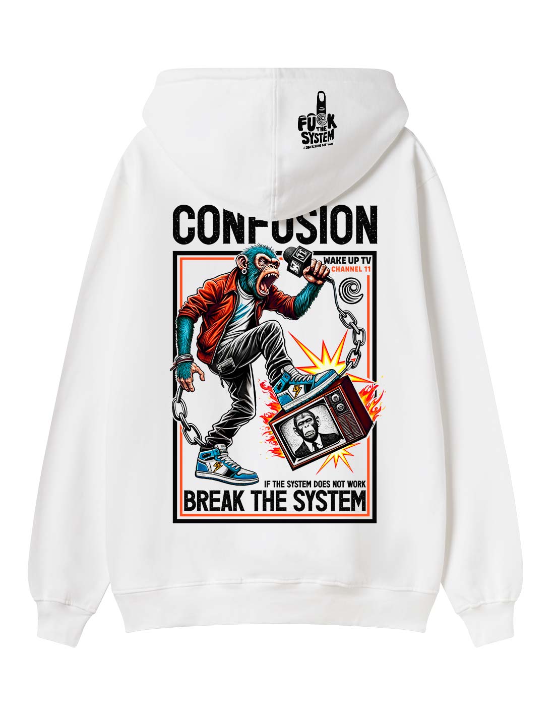 BREAK THE SYSTEM WHITE HOODIE LIMITED EDITION