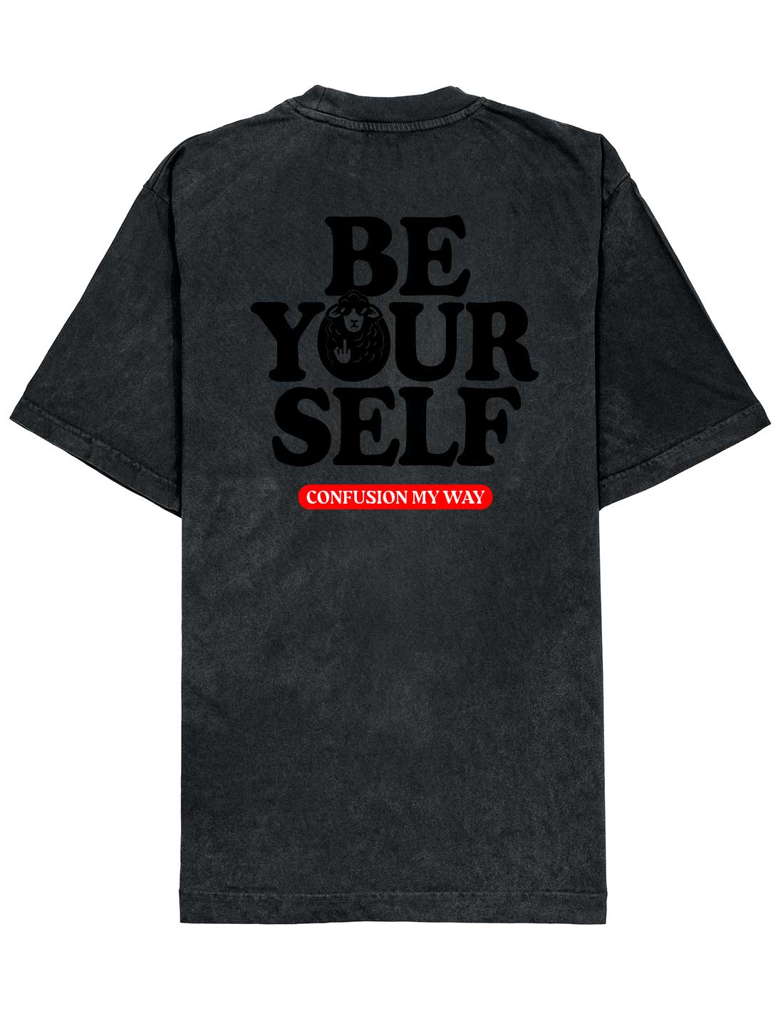 BE YOURSELF BLACK TSHIRT HARD PATTERN OVERSIZE LIMITED EDITION