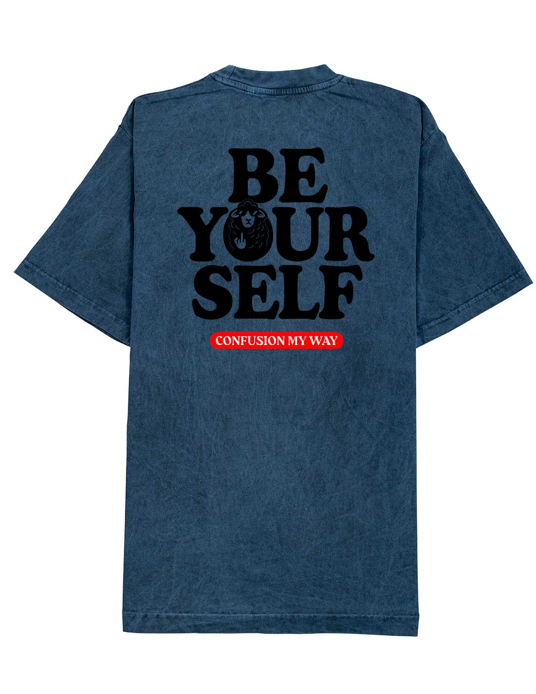 BE YOURSELF BLUE TSHIRT HARD PATTERN OVERSIZE LIMITED EDITION