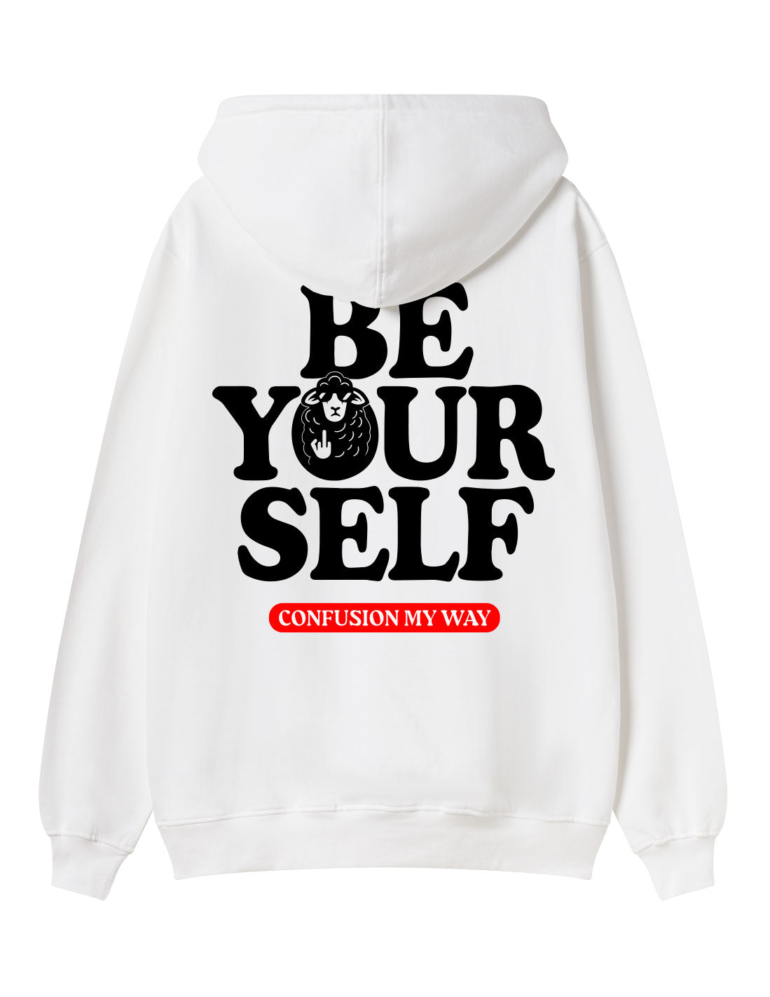 BE YOURSELF WHITE HOODIE LIMITED EDITION