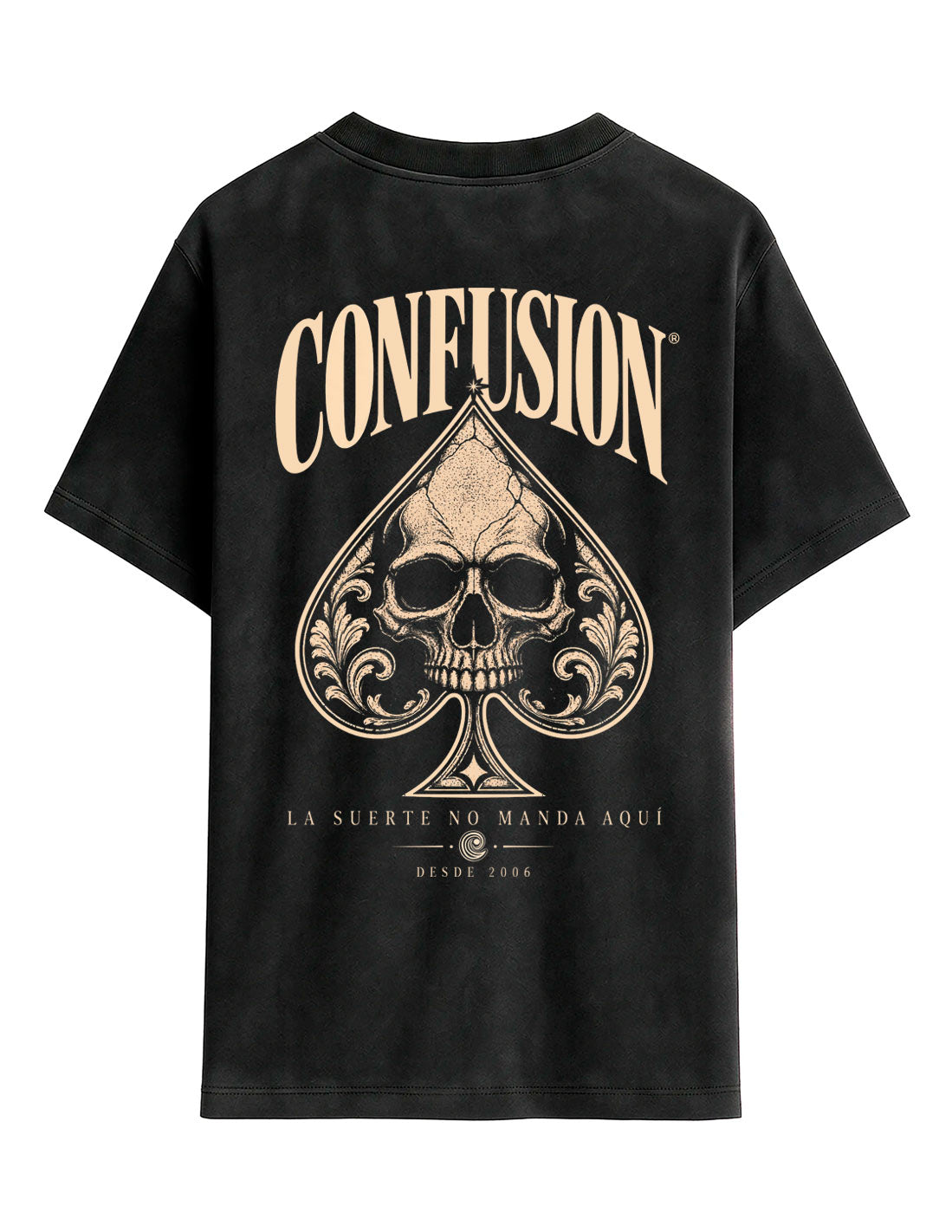 NO LUCK BLACK TEE OVERSIZE LAVADO A LA PIEDRA