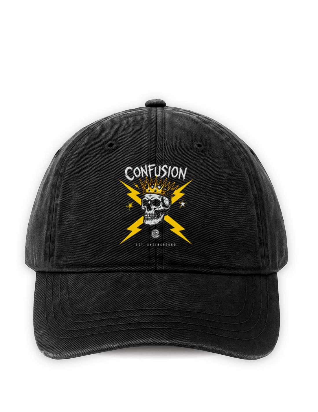 EST UNDERGROUND BLACK CAP STRAPBACK STONE WASHED
