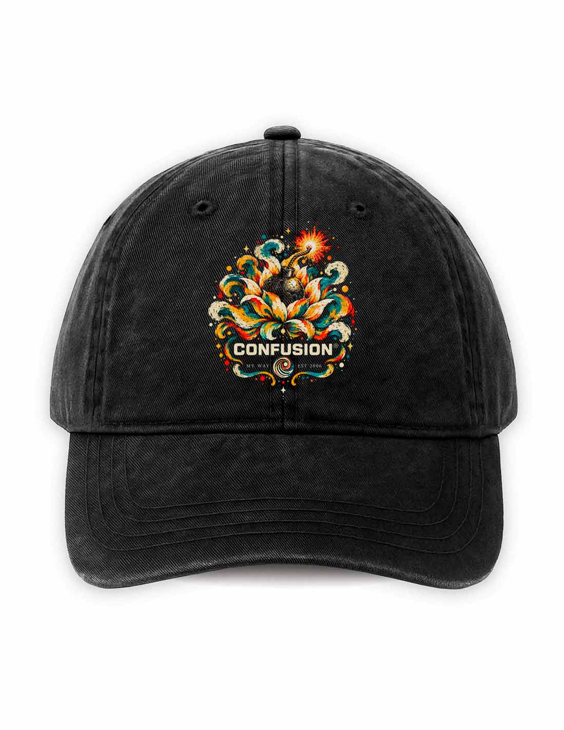 CALM LIKE A BOMB BLACK CAP STRAPBACK LAVADO A LA PIEDRA
