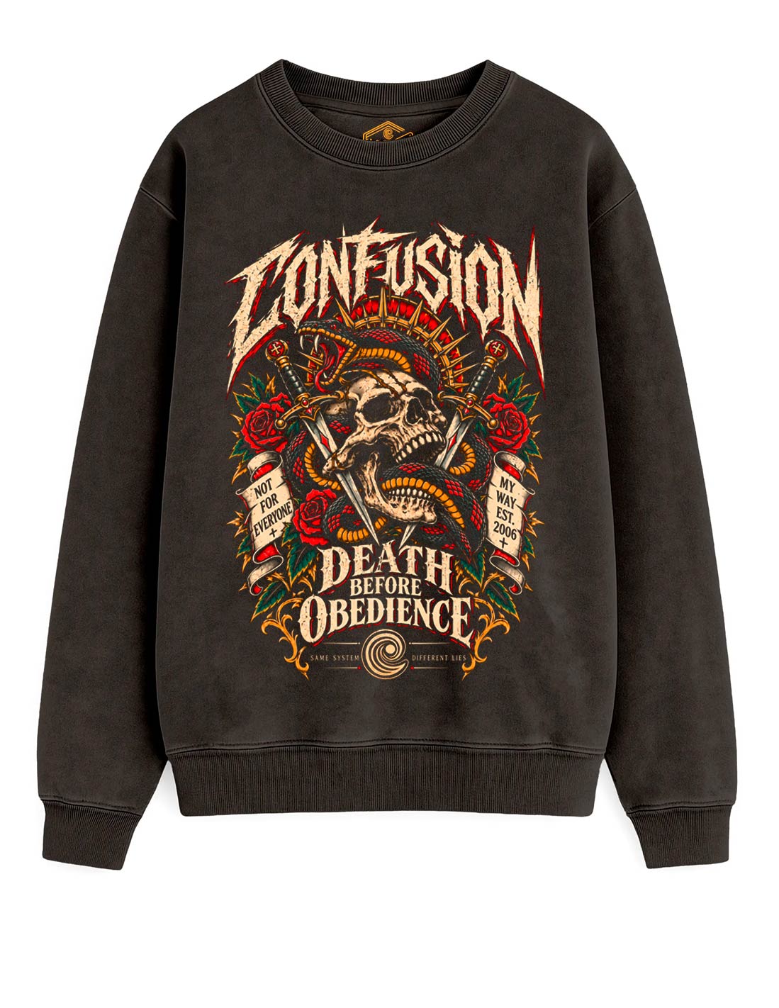 DEATH BEFORE OBEDIENCE BLACK COFFEE CREWNECK