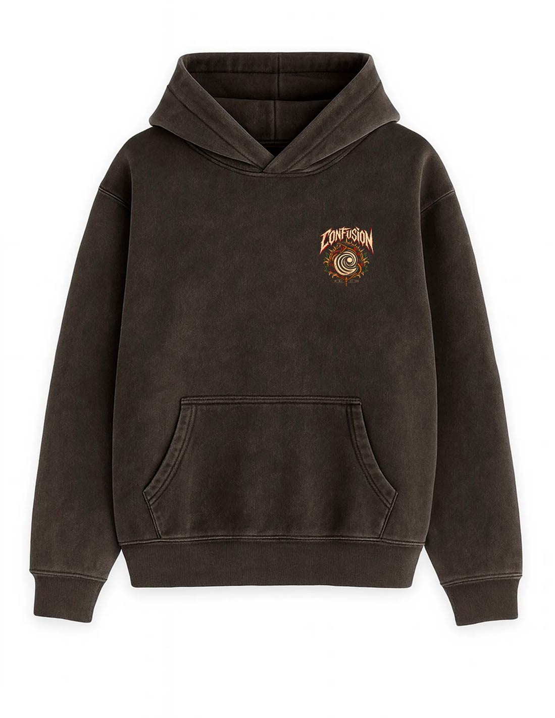 DEATH BEFORE OBEDIENCE BLACK COFFEE HOODIE OVERSIZE LAVADO PIEDRA