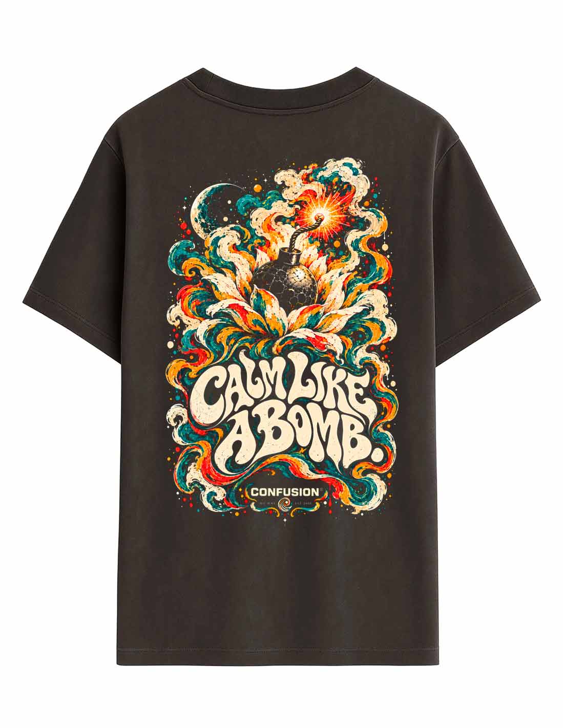 CALM LIKE A BOMB BLACK COFFEE OVERSIZE LAVADO A LA PIEDRA
