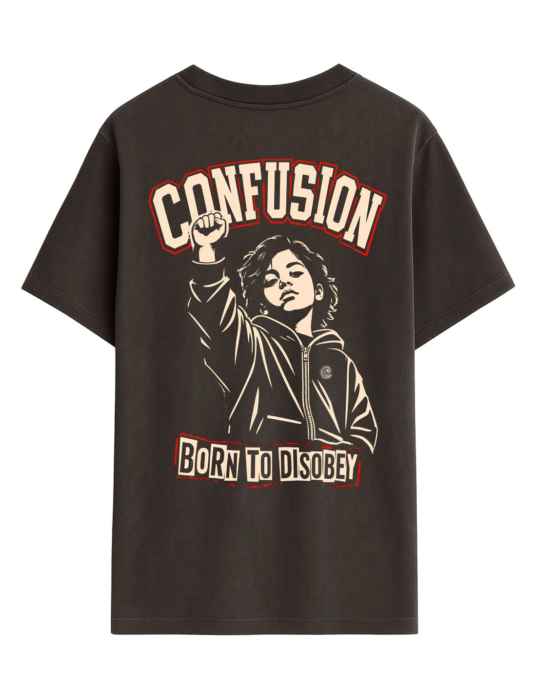 BORN TO DISOBEY BLACK COFFEE TEE OVERSIZE LAVADO A LA PIEDRA