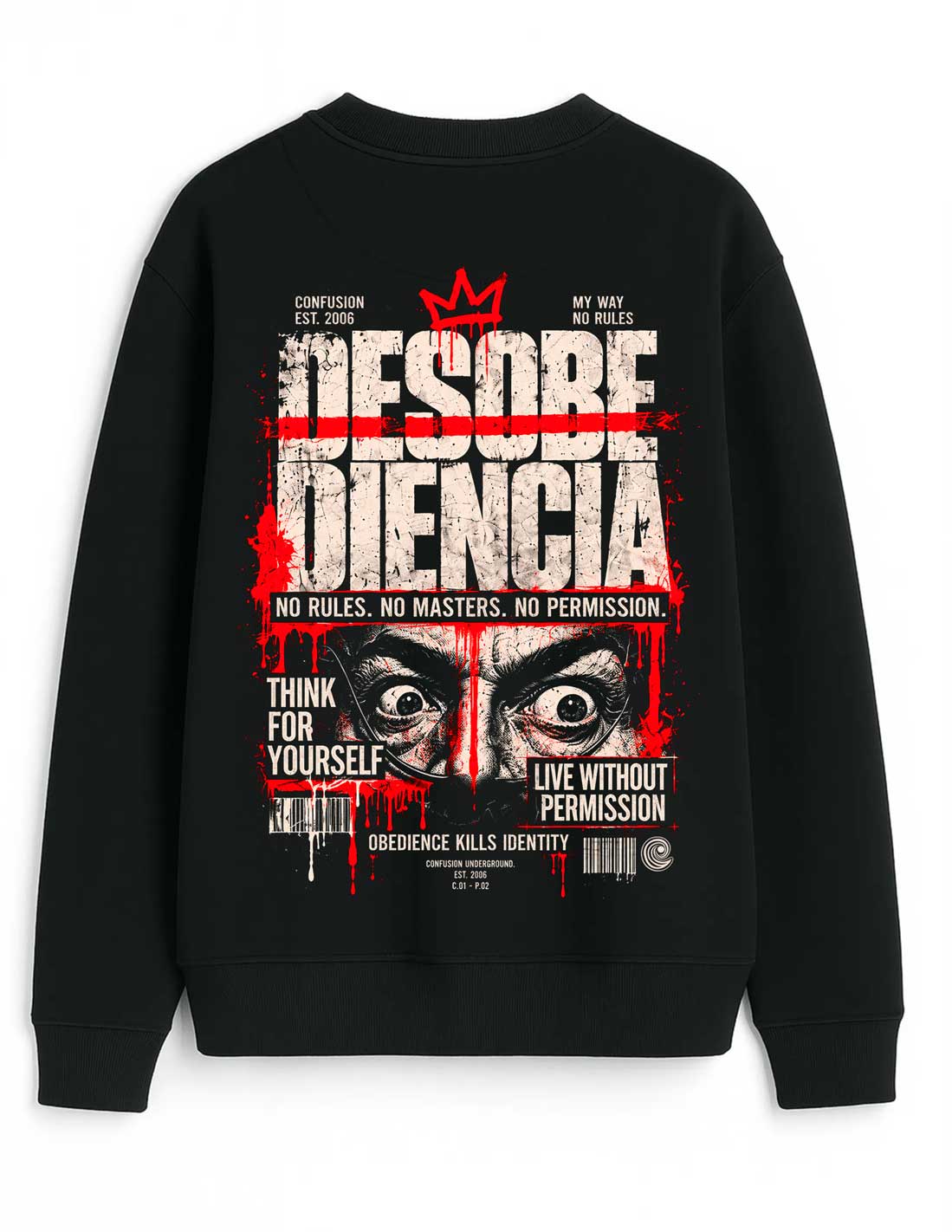 DESOBEDECE BLACK CREWNECK OVERSIZE