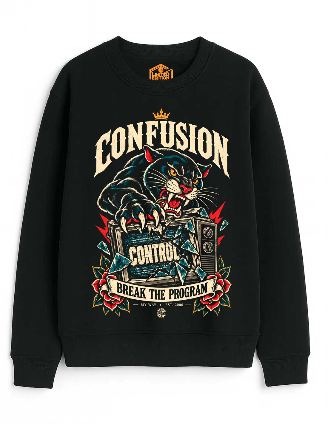 BREAK THE PROGRAM BLACK CREWNECK OVERSIZE