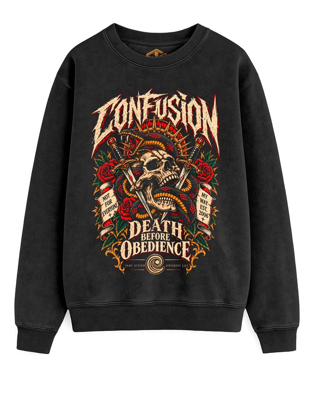 DEATH BEFORE OBEDIENCE BLACK CREWNECK
