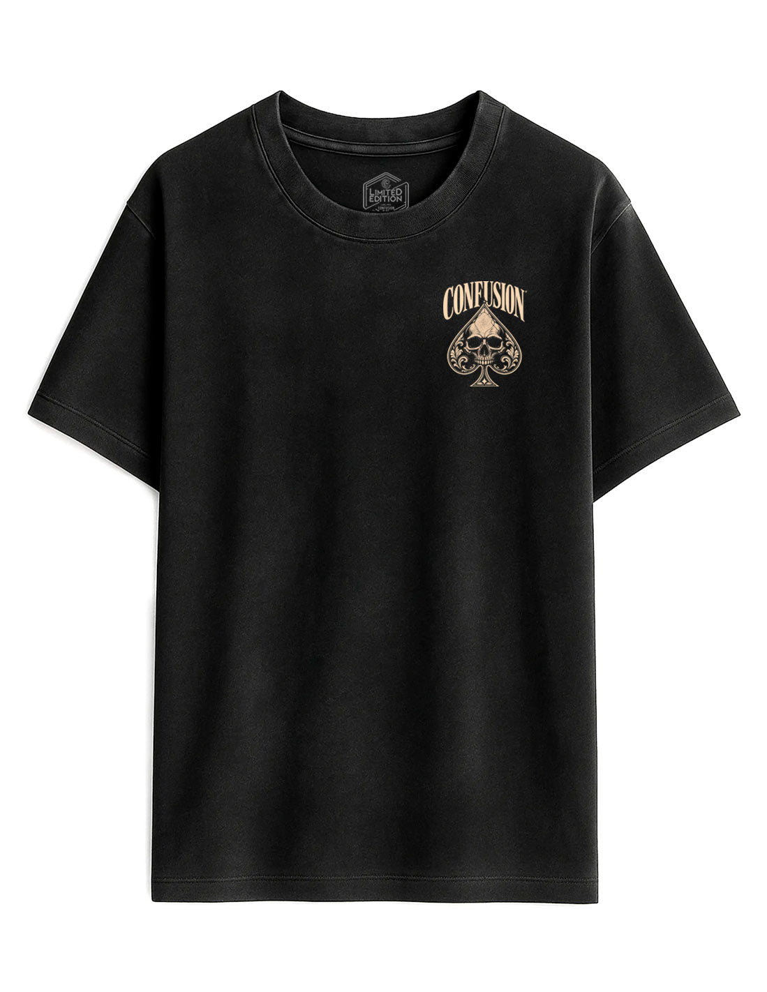 NO LUCK BLACK TEE OVERSIZE LAVADO A LA PIEDRA