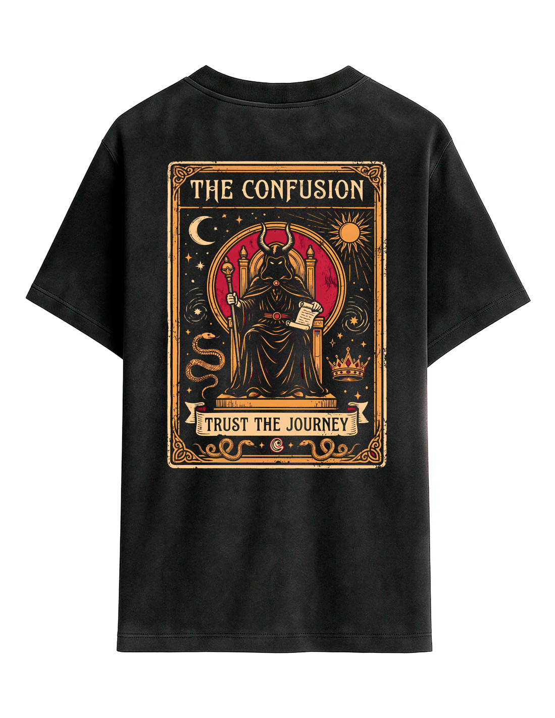 TRUST THE JOURNEY BLACK TEE OVERSIZE LAVADO A LA PIEDRA