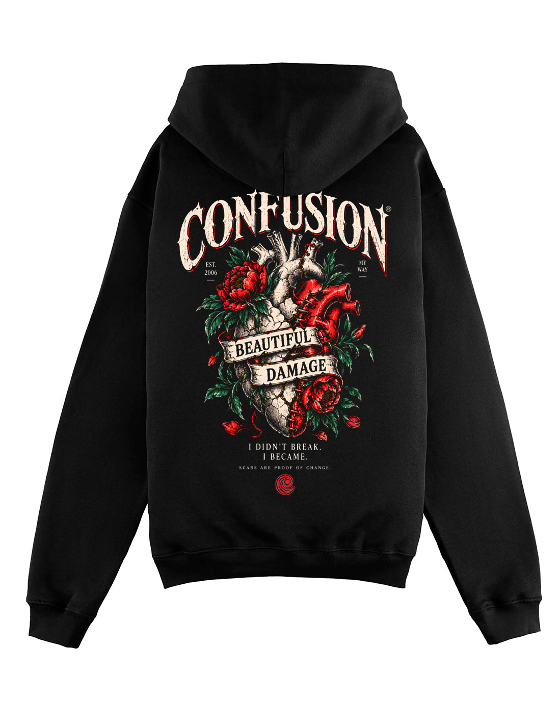 BEAUTIFUL DAMAGE BLACK HOODIE