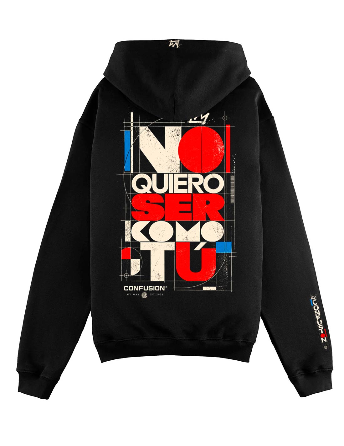 NO QUIERO BLACK HOODIE OVERSIZE