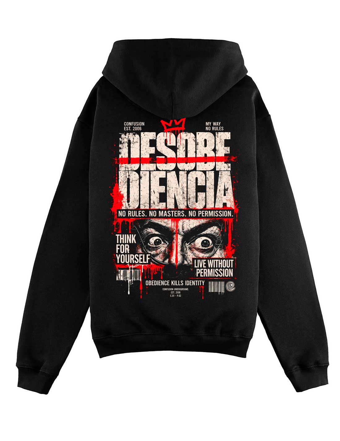 DESOBEDECE BLACK HOODIE OVERSIZE