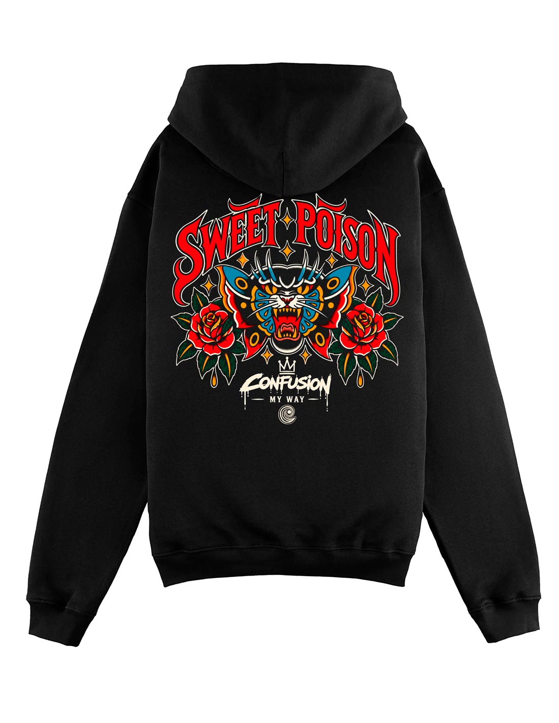 SWEET POISON BLACK HOODIE OVERSIZE