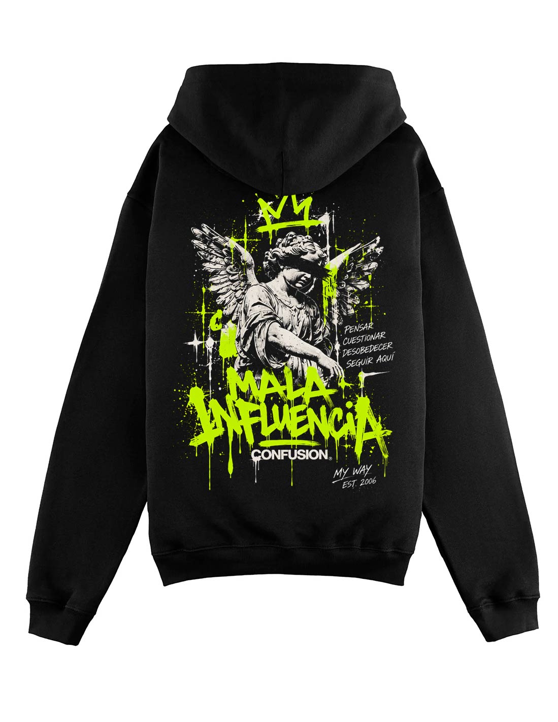 MALA INFLUENCIA BLACK HOODIE OVERSIZE
