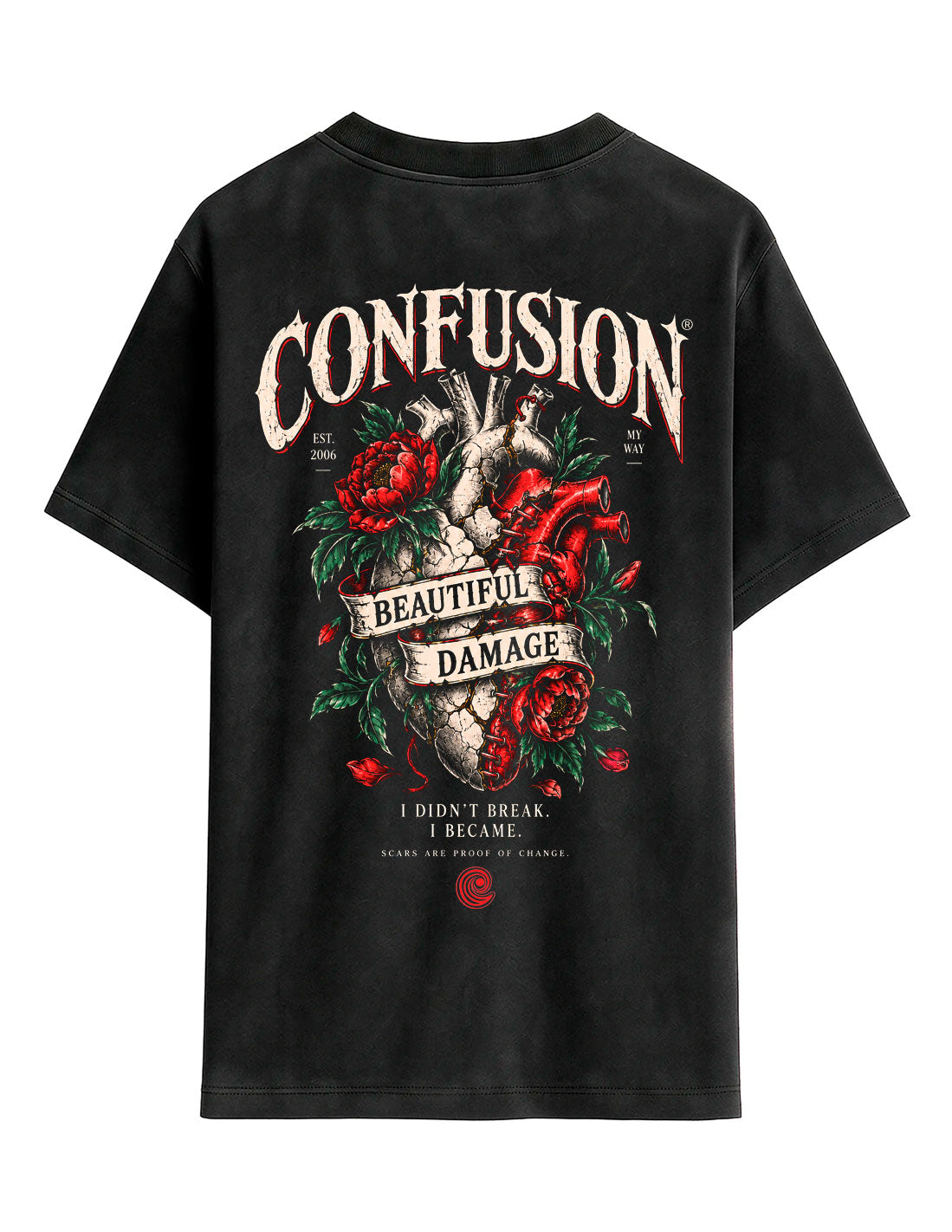 BEAUTIFUL DAMAGE BLACK TEE OVERSIZE LAVADO A LA PIEDRA