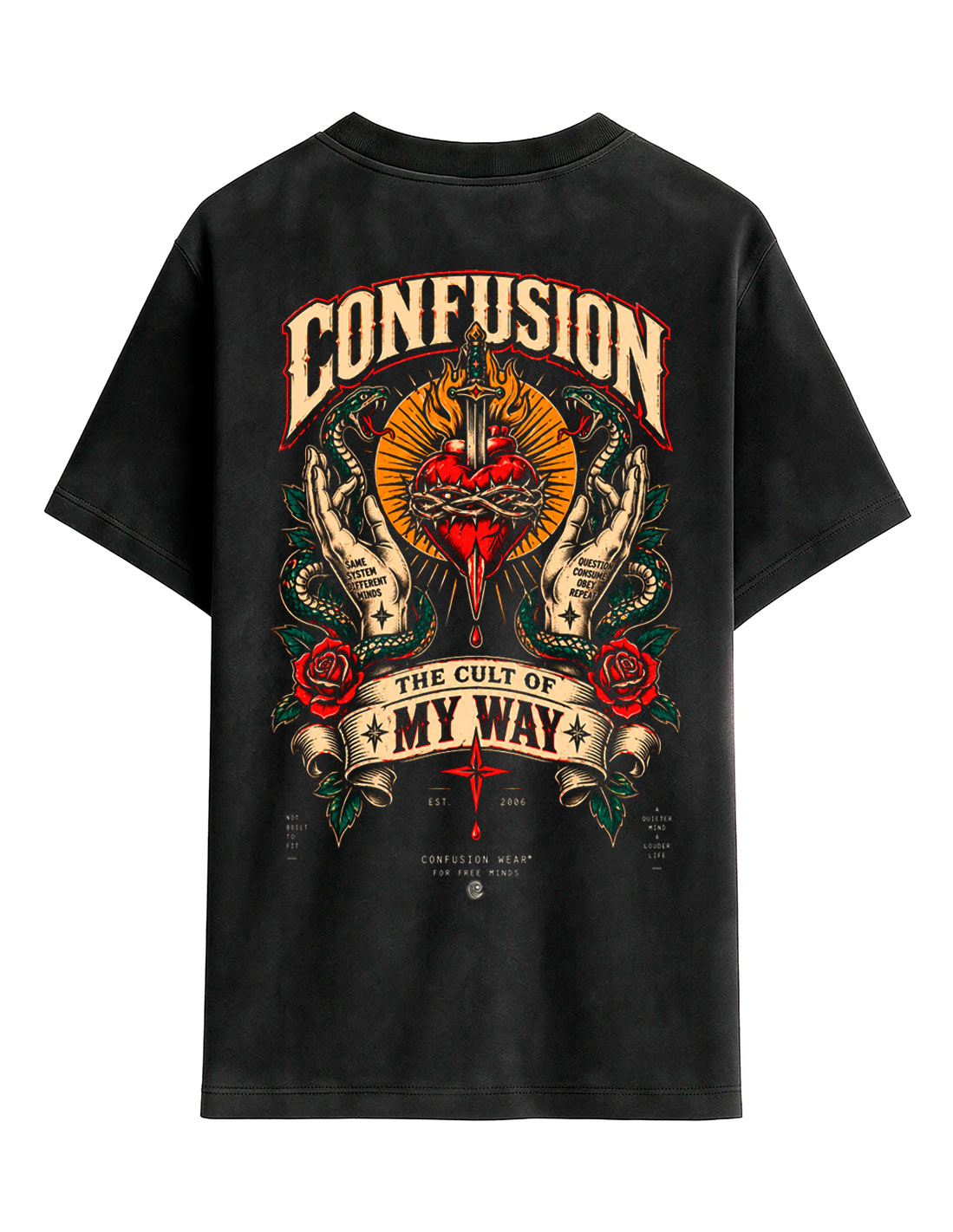THE CULT BLACK TEE OVERSIZE LAVADO A LA PIEDRA