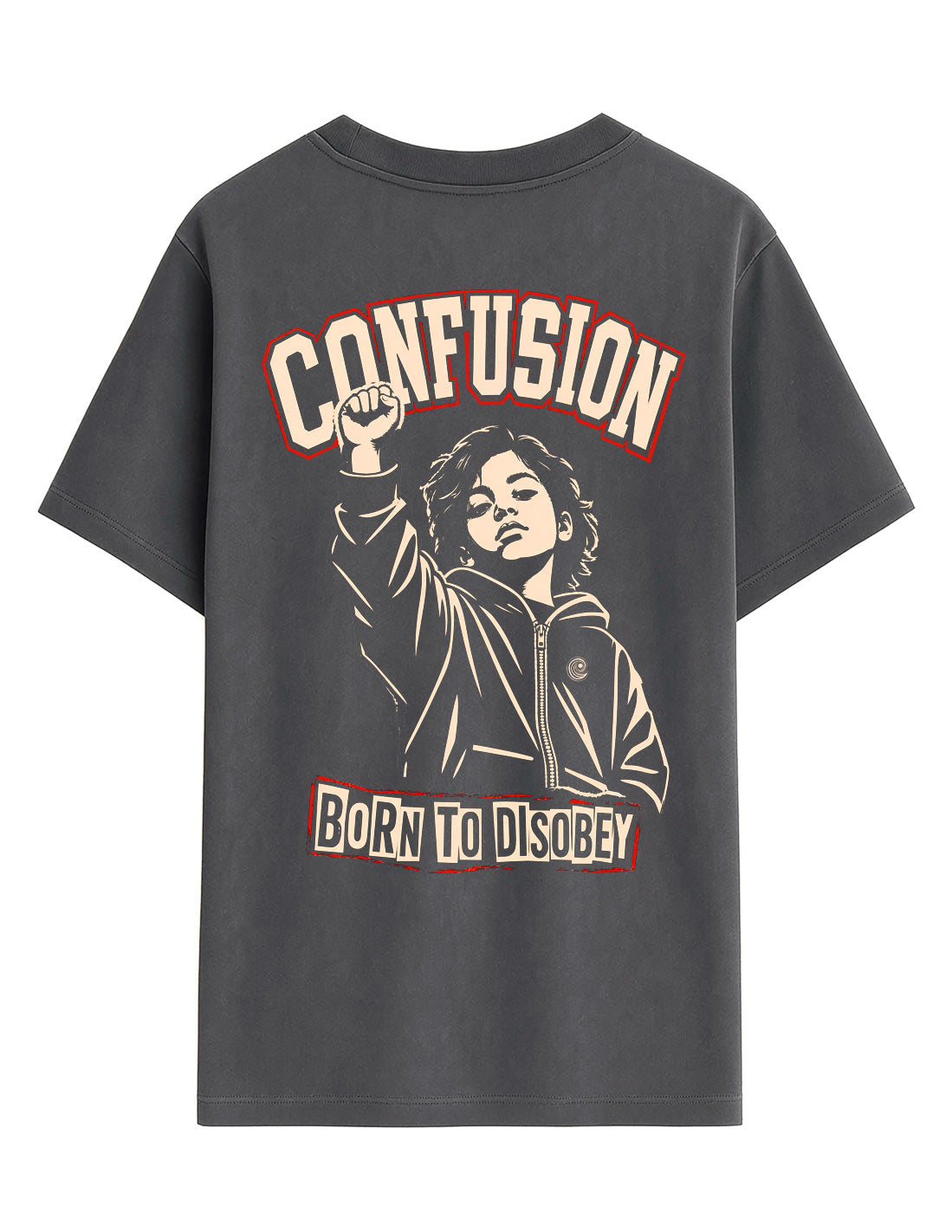 BORN TO DISOBEY BLACK OYSTER TEE OVERSIZE LAVADO A LA PIEDRA