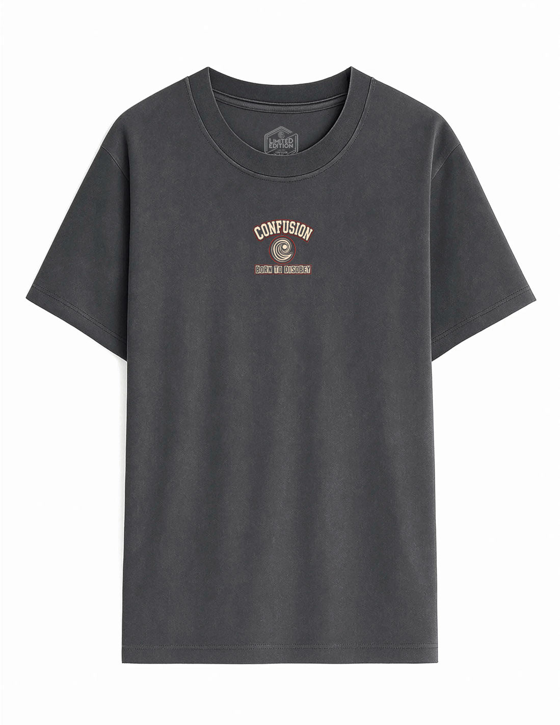 BORN TO DISOBEY BLACK OYSTER TEE OVERSIZE LAVADO A LA PIEDRA