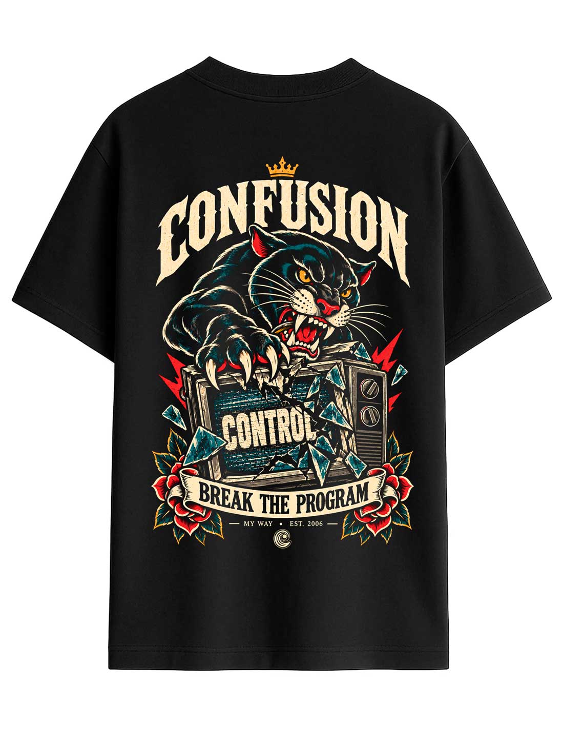 BREAK THE PROGAM BLACK TEE OVERSIZE