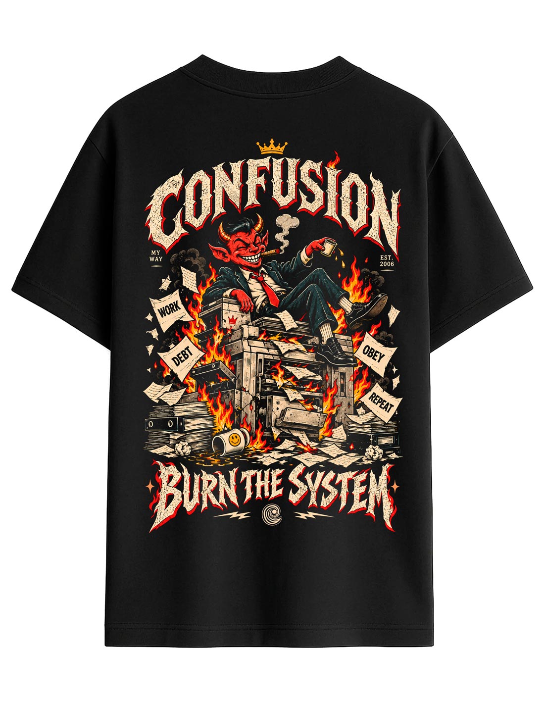 BURN THE SYSTEM BLACK TEE OVERSIZE