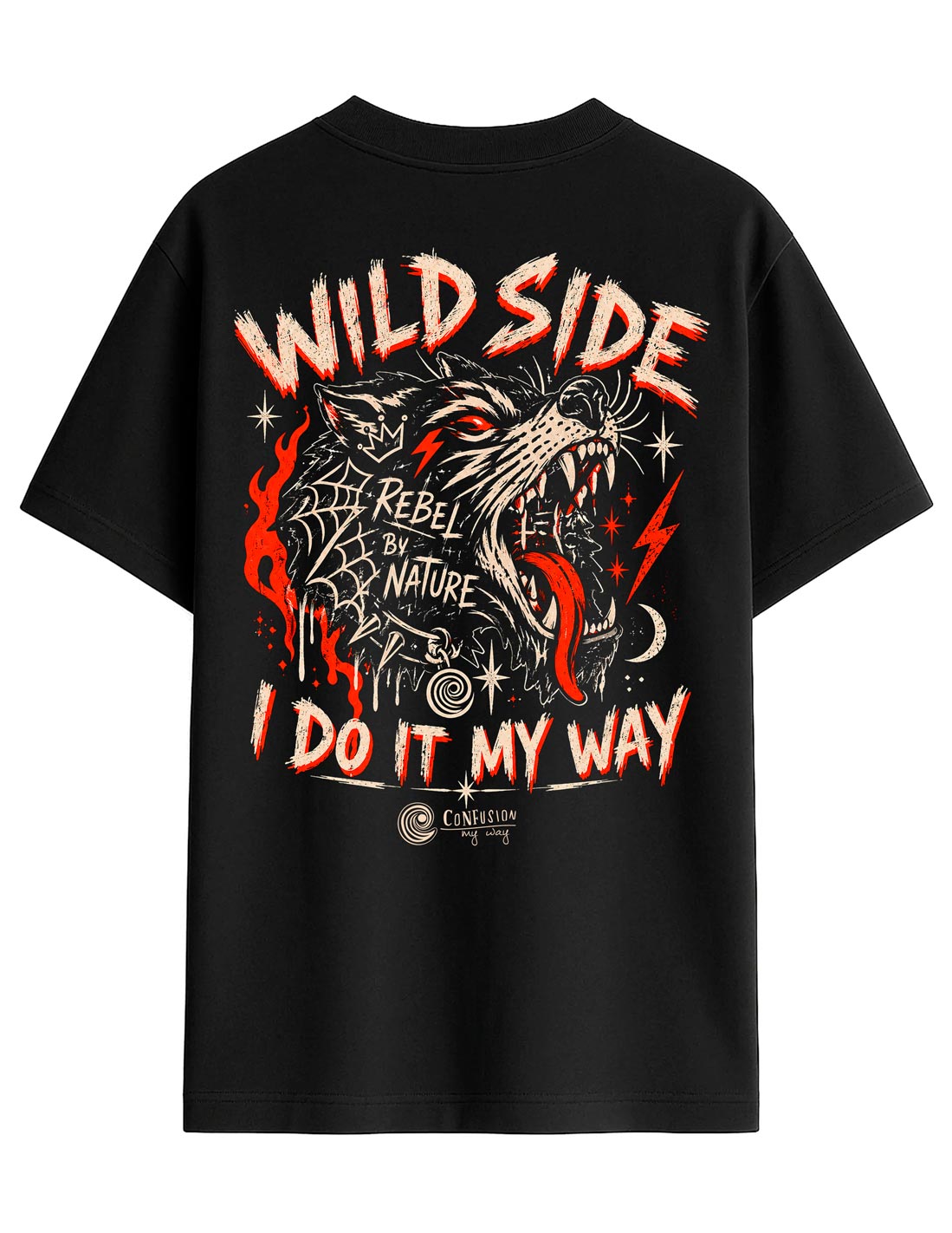 REBEL BY NATURE BLACK TEE OVERSIZE