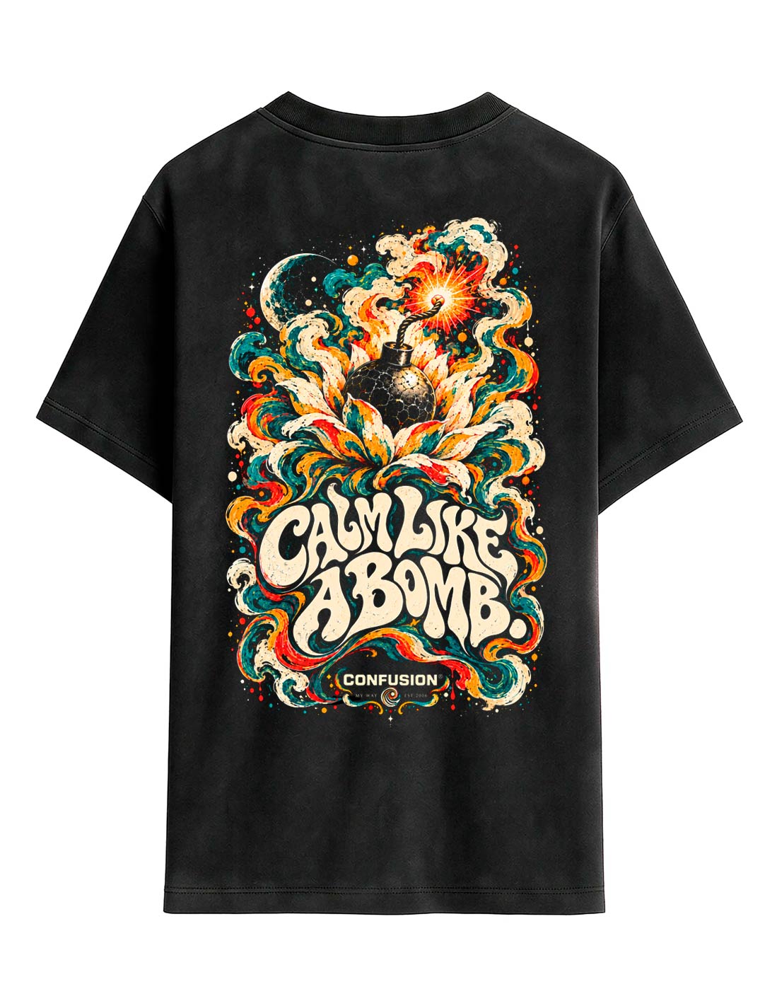 CALM LIKE A BOMB BLACK OVERSIZE LAVADO A LA PIEDRA