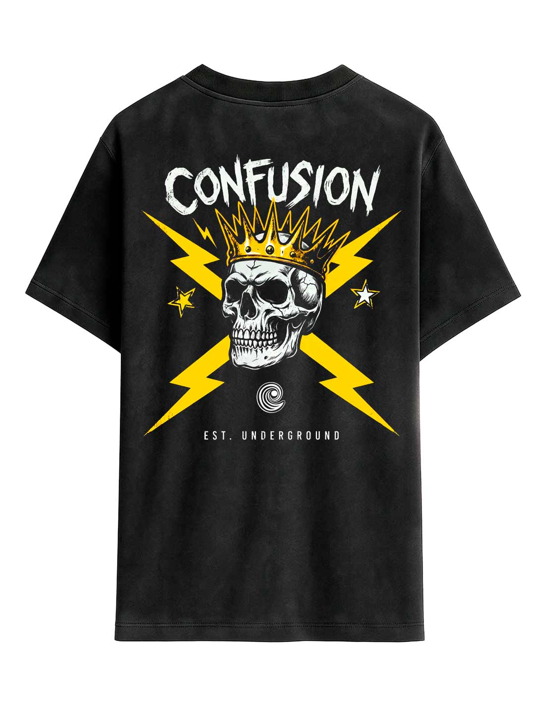EST UNDERGROUND BLACK TEE OVERSIZE LAVADO A LA PIEDRA