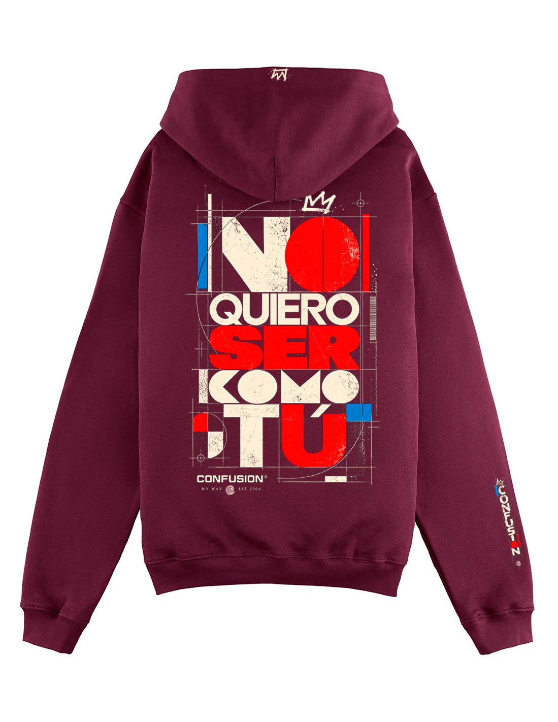 NO QUIERO BORDEU HOODIE OVERSIZE