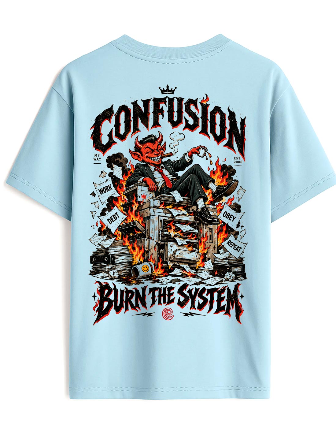 BURN THE SYSTEM CHAMBRAY TEE OVERSIZE