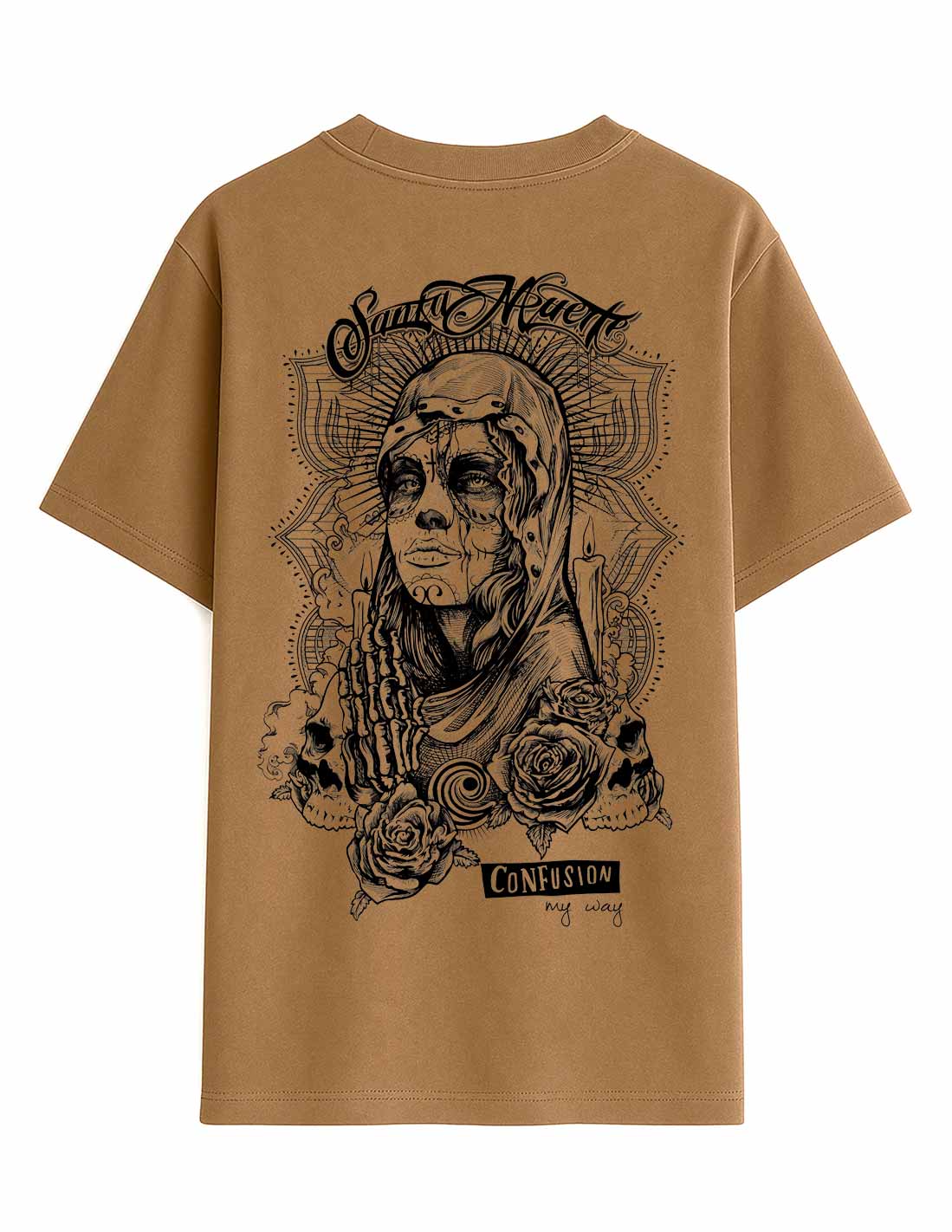 SANTA MUERTE COCOA TEE OVERSIZE LAVADO A LA PIEDRA