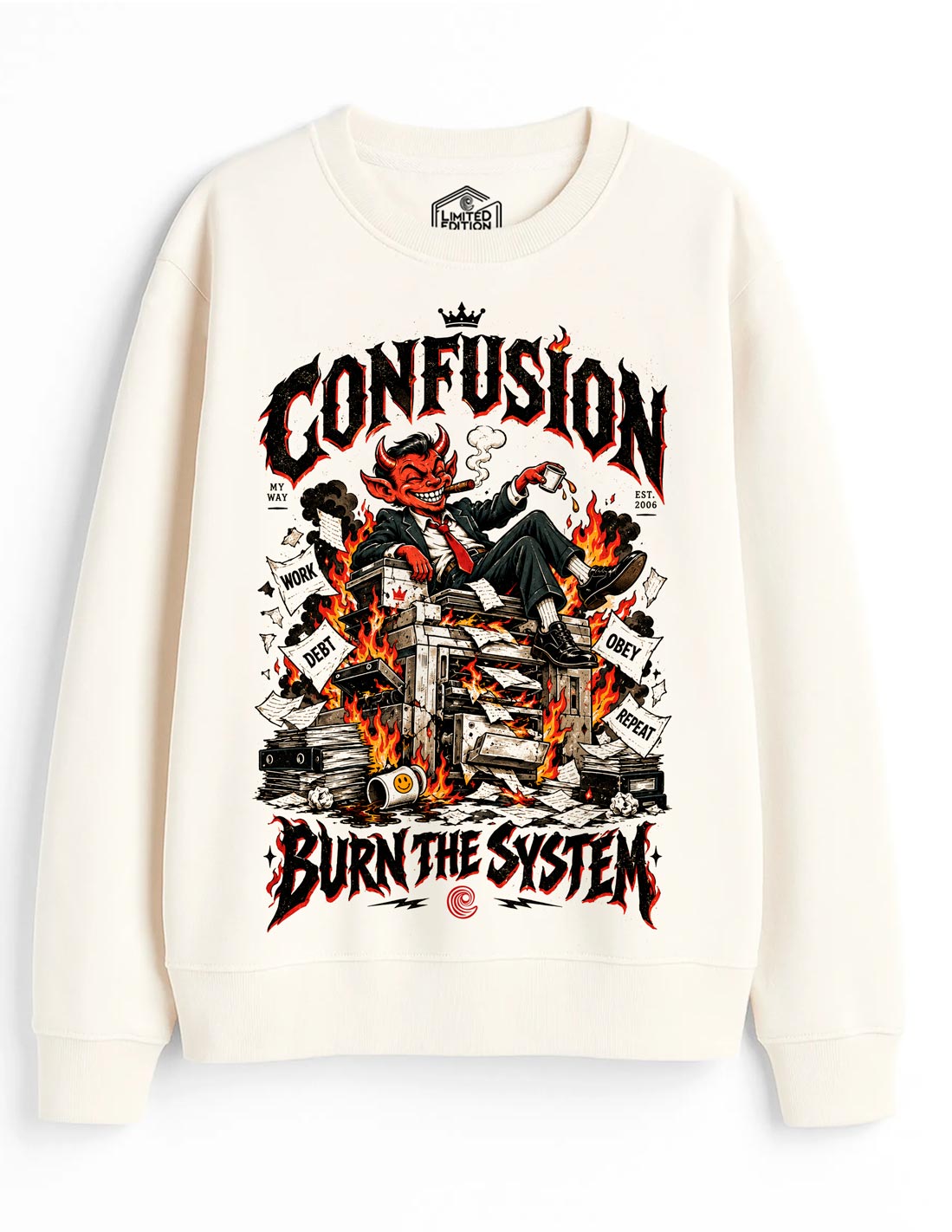 BURN THE SYSTEM COCOMILK CREWNECK