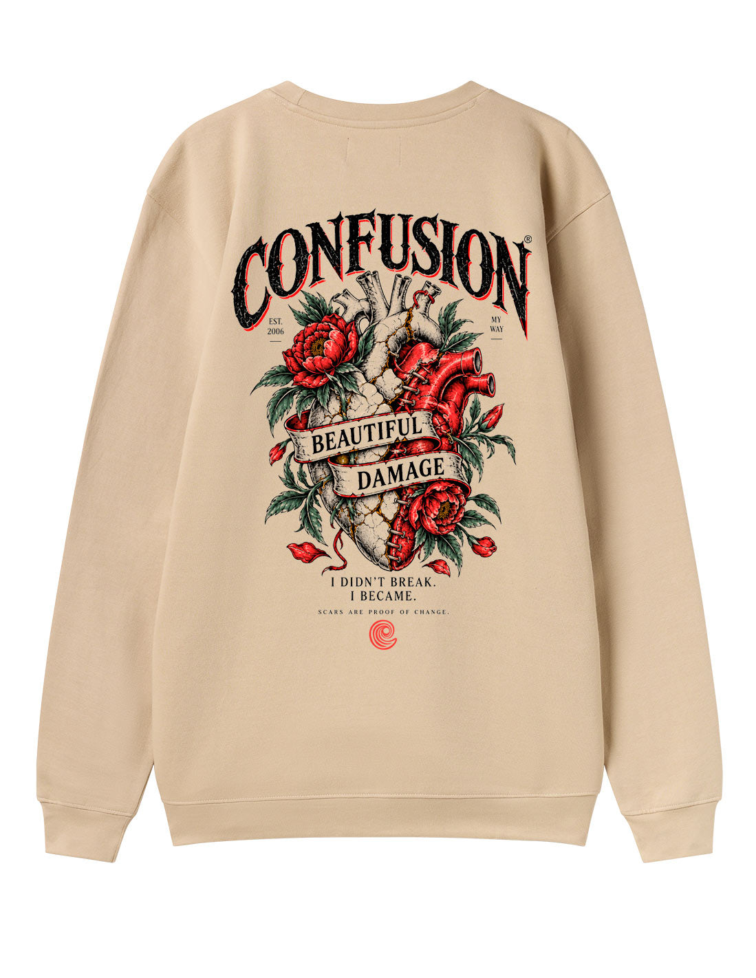 BEAUTIFUL DAMAGE CREAM CREWNECK