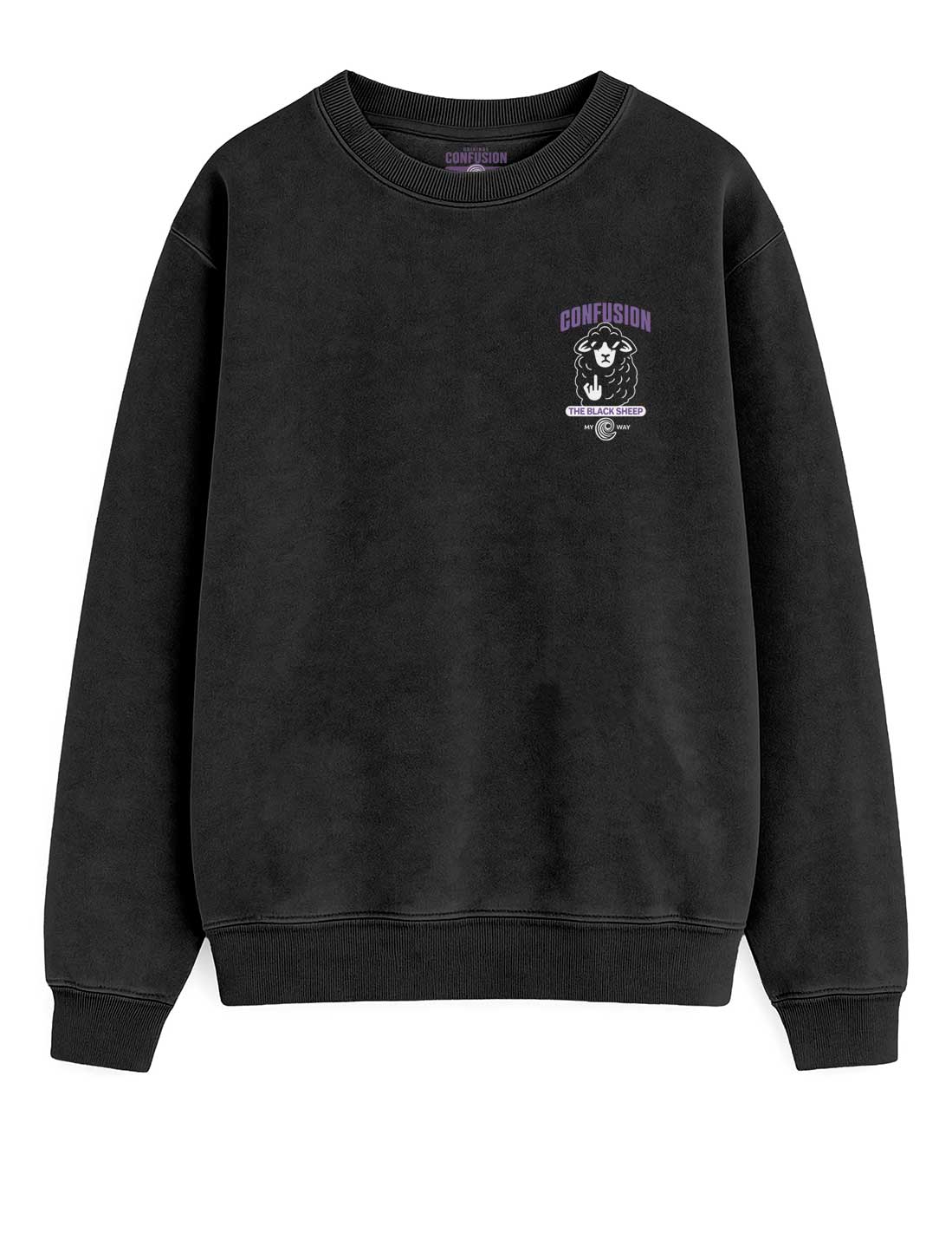 THE BLACK SHEEP BLACK LAVADA A LA PIEDRA CREWNECK