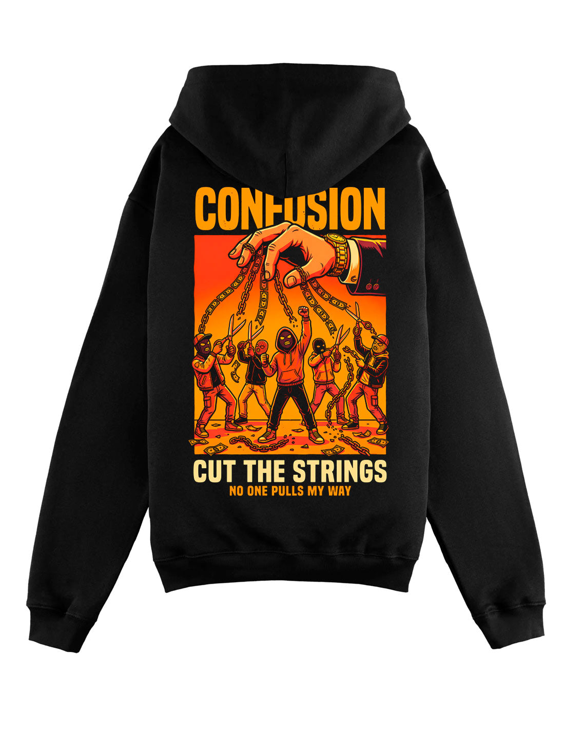 CUT THE STRING BLACK HOODIE
