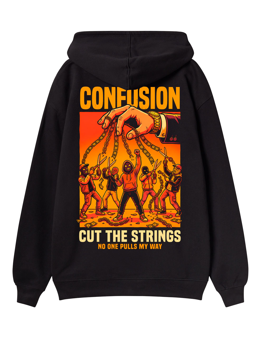 CUT THE STRING BLACK HOODIE