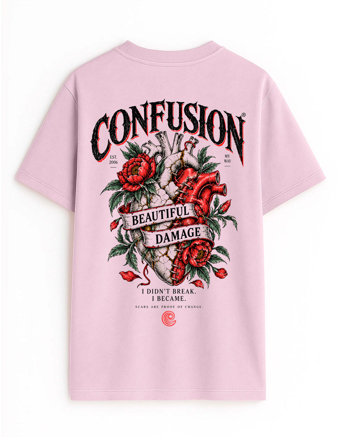 BEAUTIFUL DAMAGE DAWN PINK TEE OVERSIZE LAVADO A LA PIEDRA