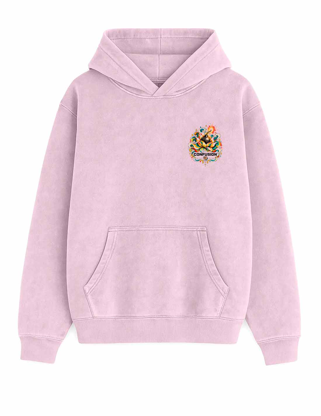 CALM LIKE A BOMB BLACK HOODIE OVERSIZE LAVADO PIEDRA
