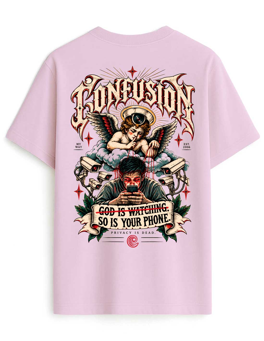 PRIVACY IS DEAD DAWN PINK TEE OVERSIZE
