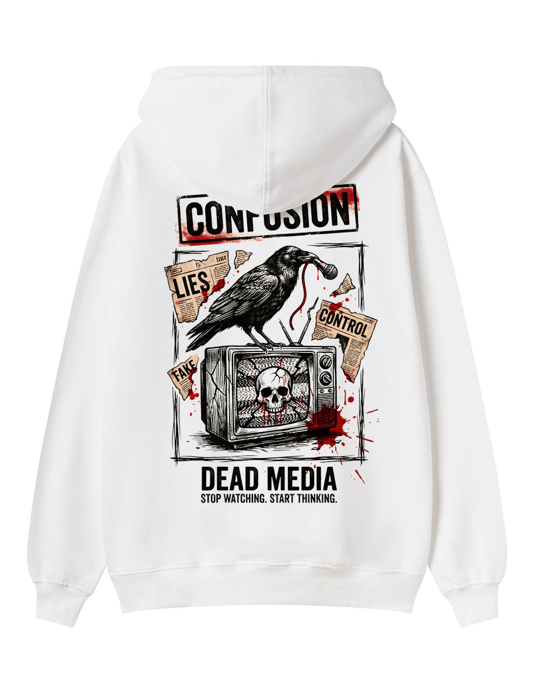 DEAD MEDIA WHITE HOODIE