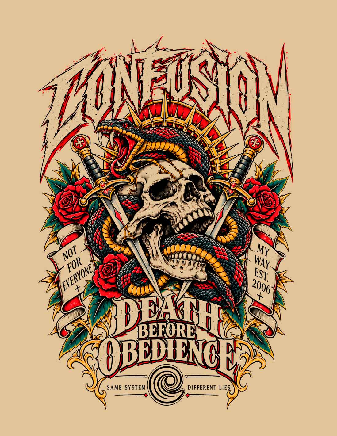 DEATH BEFORE OBEDIENCE CREAM TSHIRT