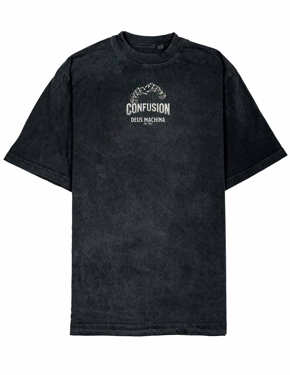 DEUS MACHINA CARBON BLACK TEE OVERSIZE HARD PATTERN