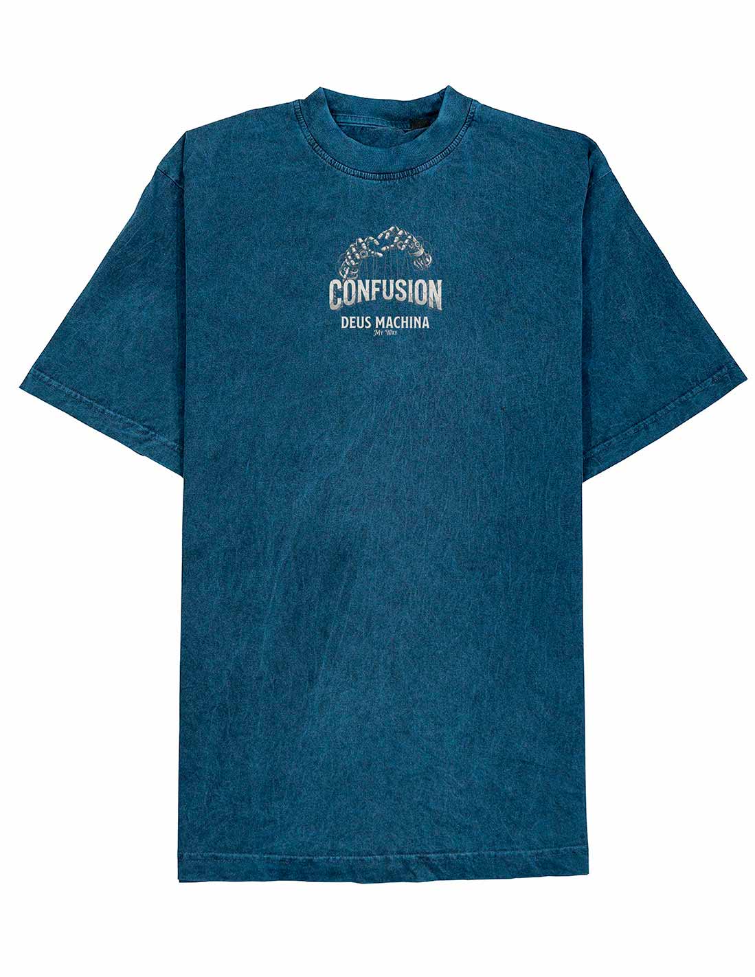 DEUS MACHINA INDIGO BLUE TEE OVERSIZE HARD PATTERN